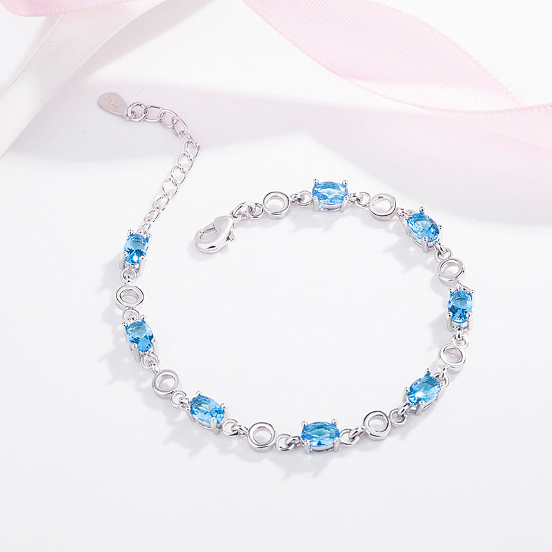 Pulsera de aleación de cristal de diamante azul corazón del océano al por mayor